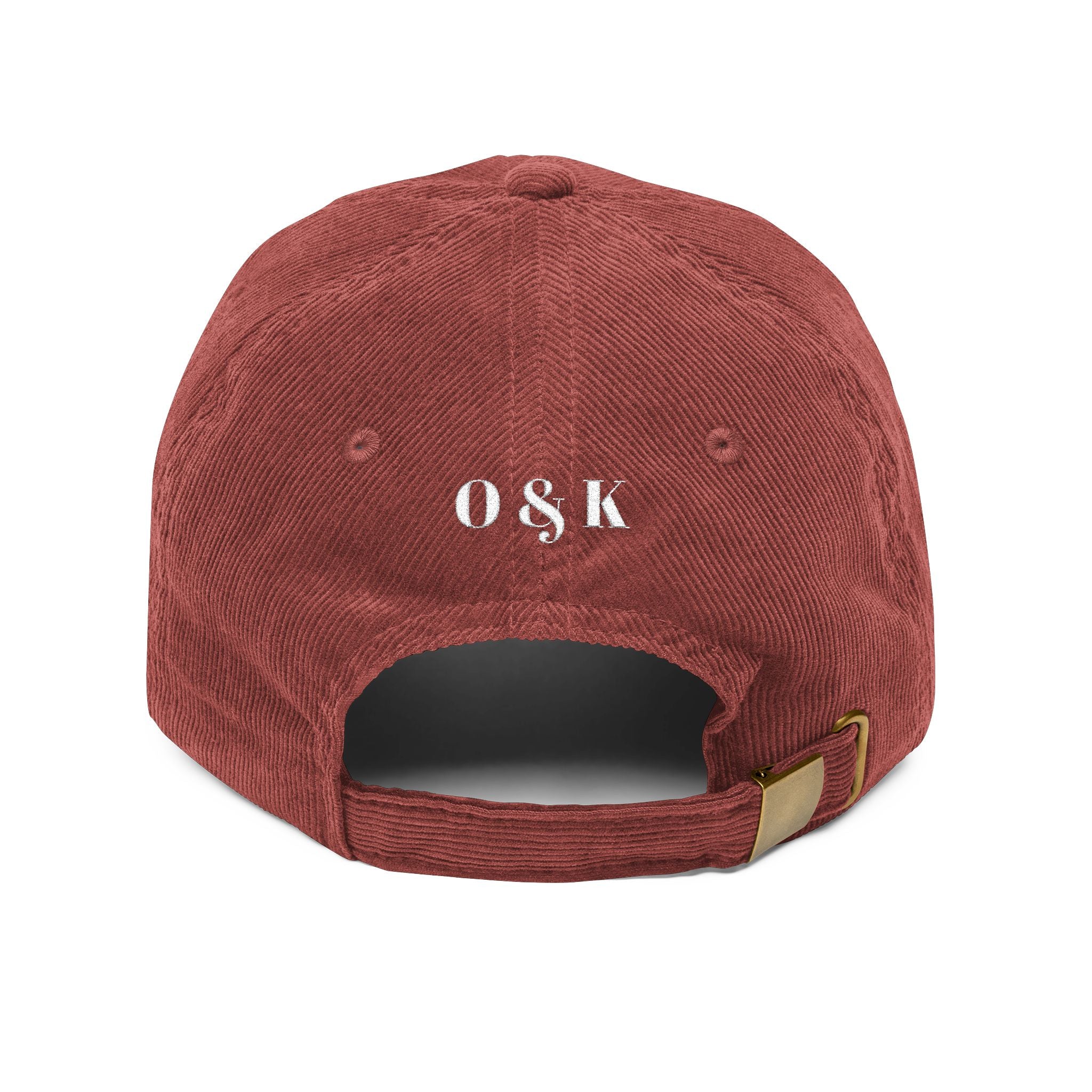 The House of O & K — Vintage Corduroy Embroidered Dad Hat (White Lettering)