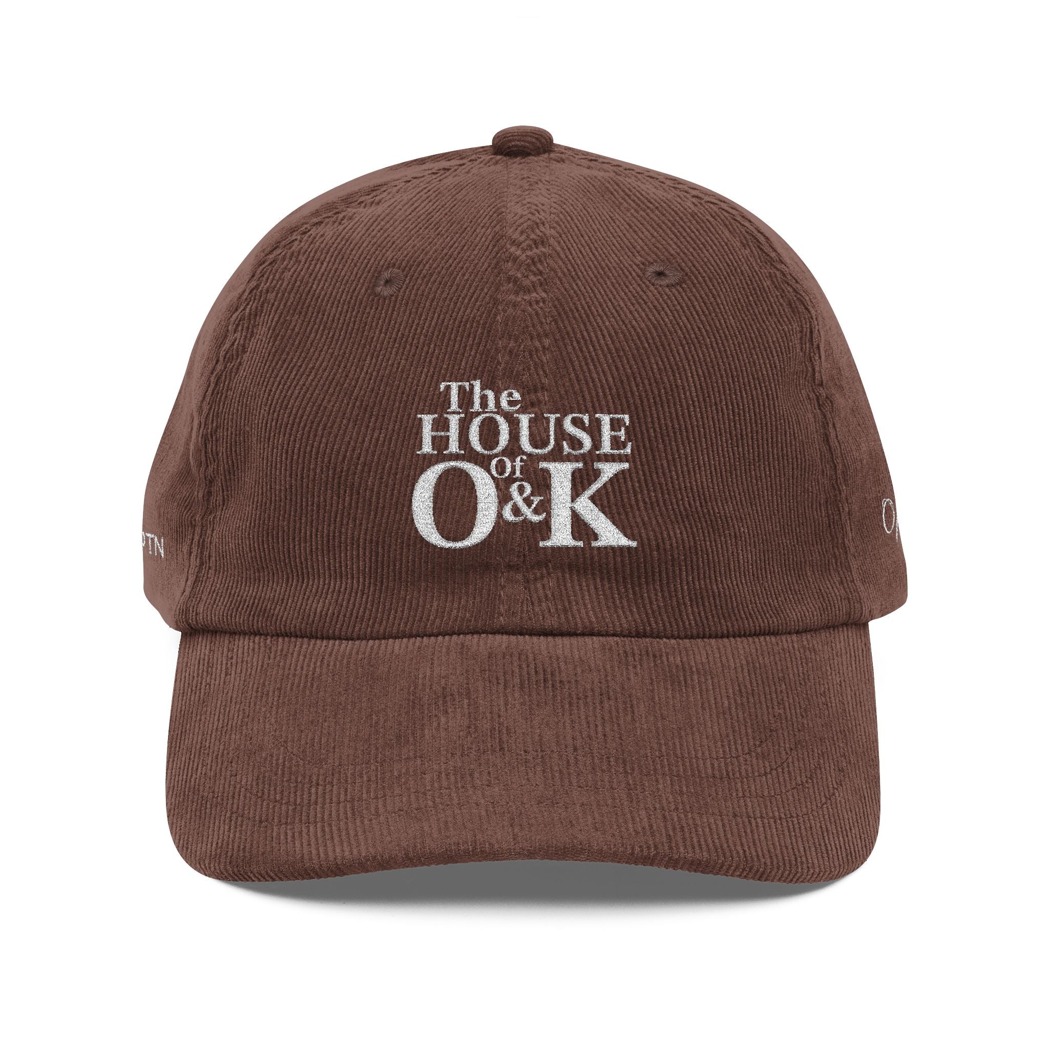 The House of O & K — Vintage Corduroy Embroidered Dad Hat (White Lettering)
