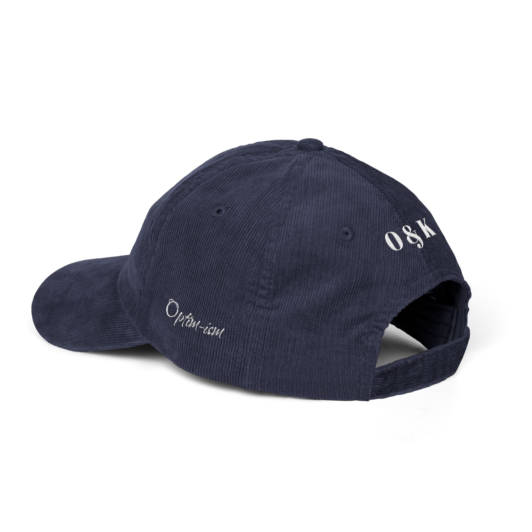 The House of O & K — Vintage Corduroy Embroidered Dad Hat (White Lettering)
