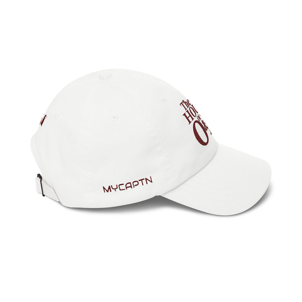 The House of O & K — Embroidered Dad Hat (Maroon Lettering)