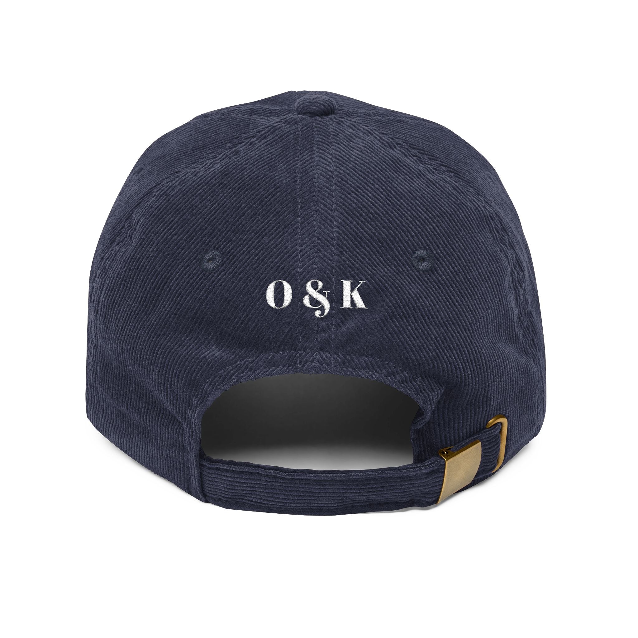 The House of O & K — Vintage Corduroy Embroidered Dad Hat (White Lettering)