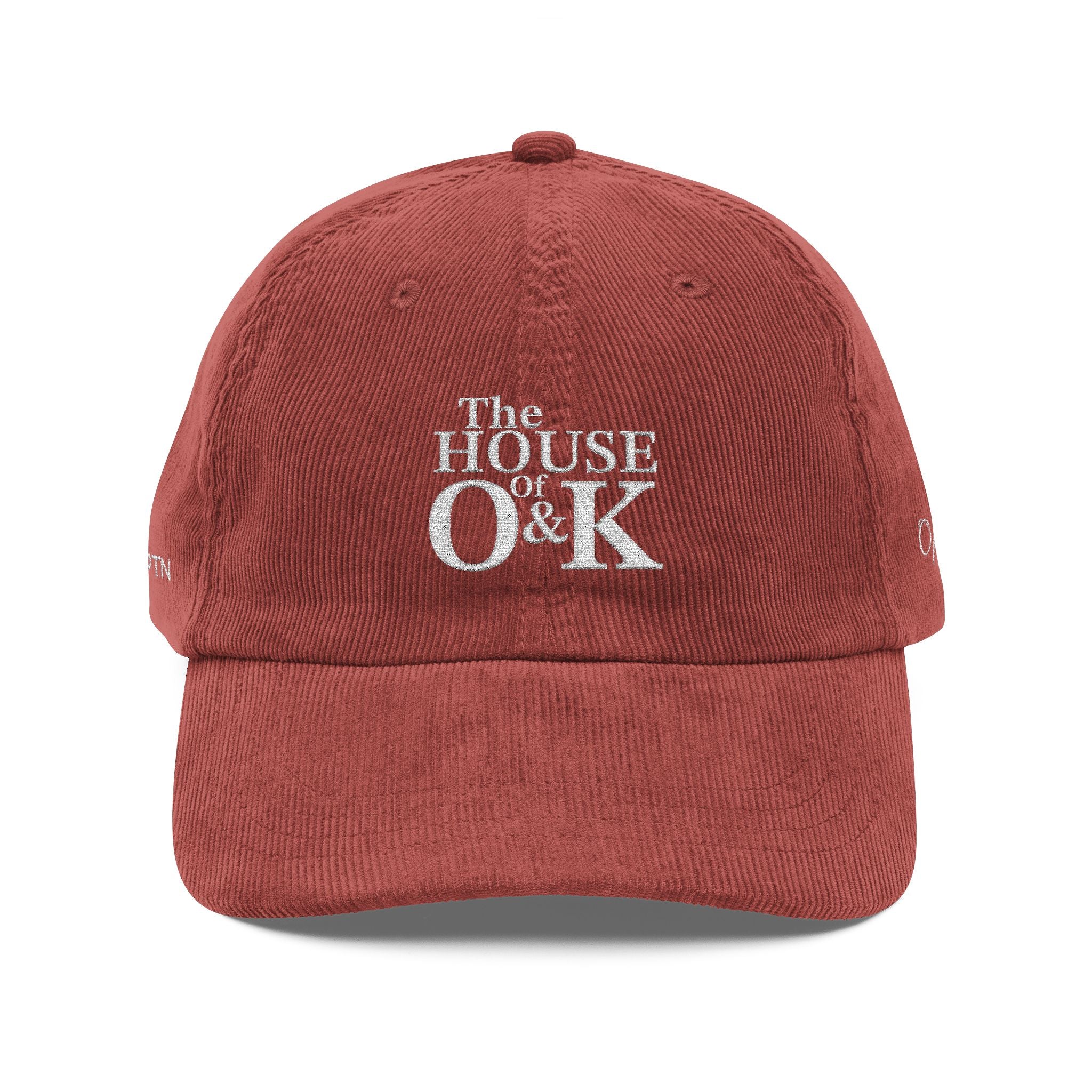 The House of O & K — Vintage Corduroy Embroidered Dad Hat (White Lettering)