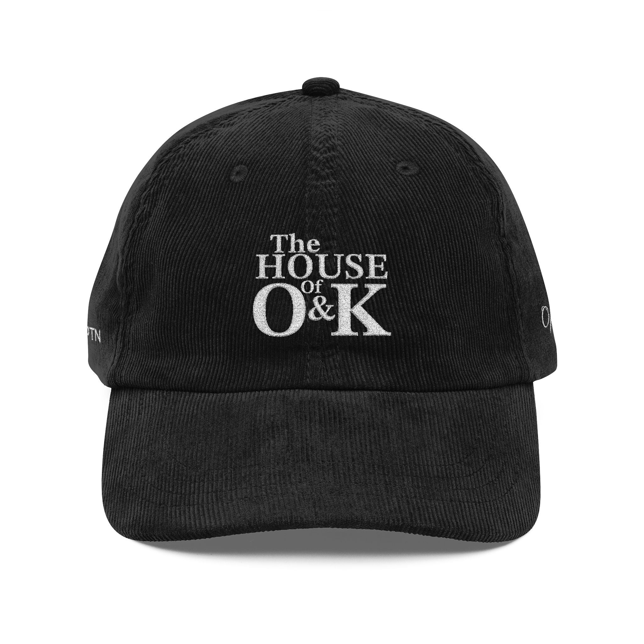 The House of O & K — Vintage Corduroy Embroidered Dad Hat (White Lettering)